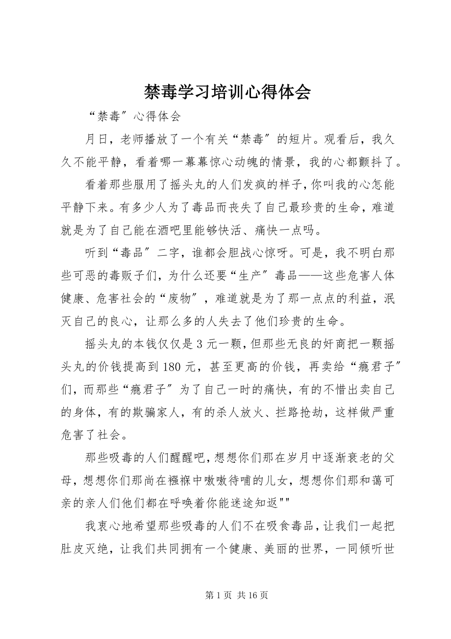 2023年禁毒学习培训心得体会.docx_第1页