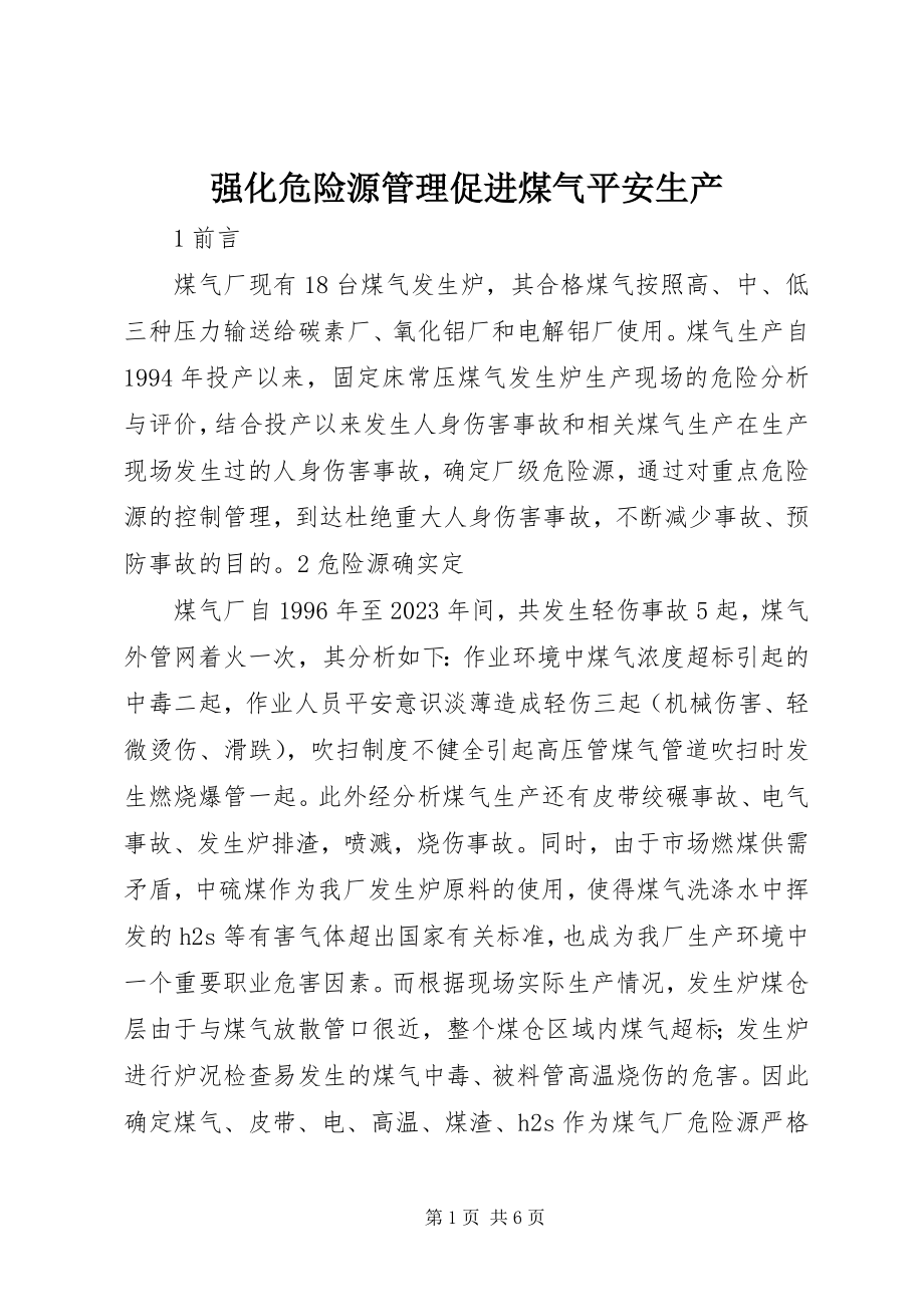 2023年强化危险源管理促进煤气安全生产.docx_第1页