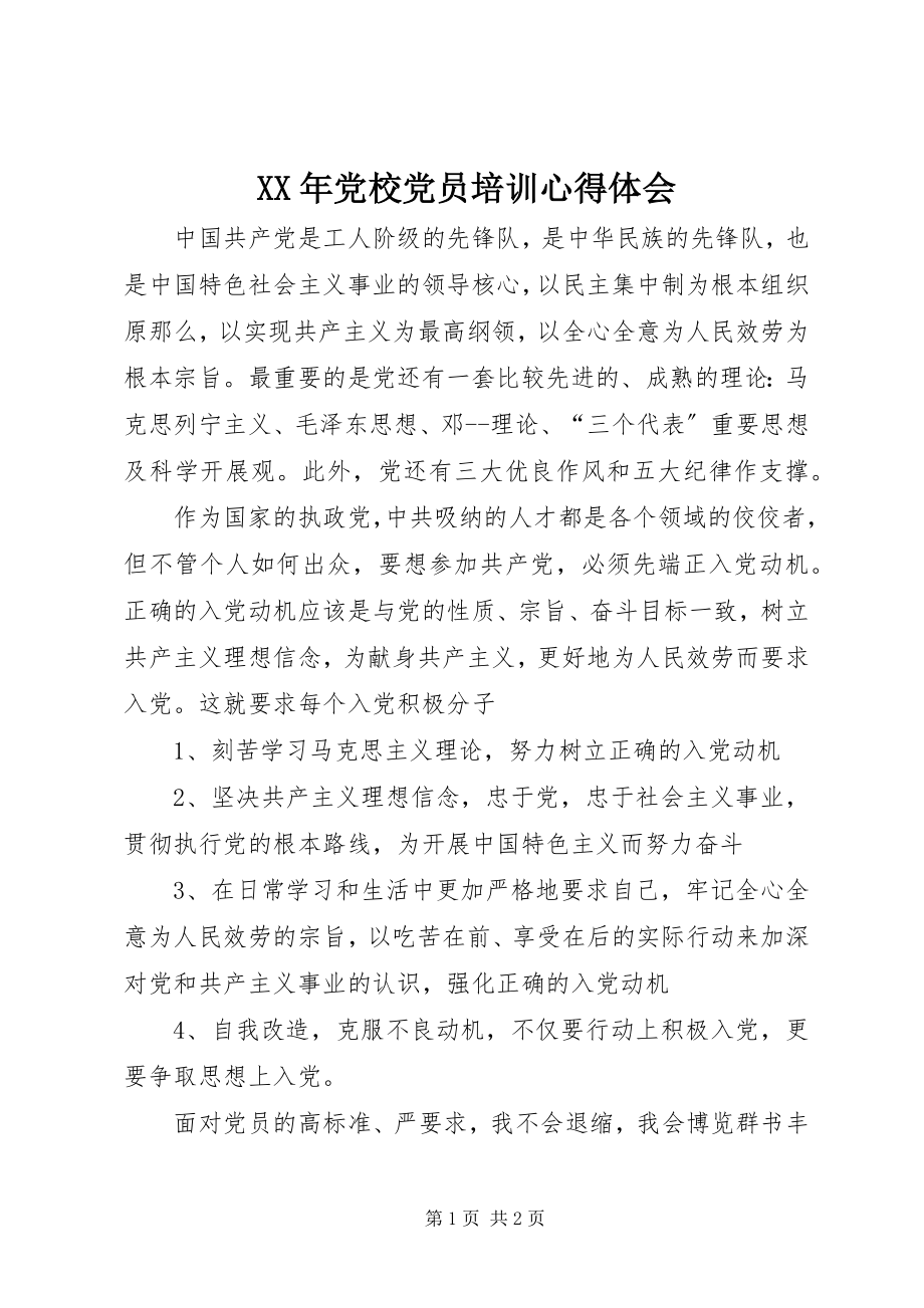 2023年党校党员培训心得体会.docx_第1页