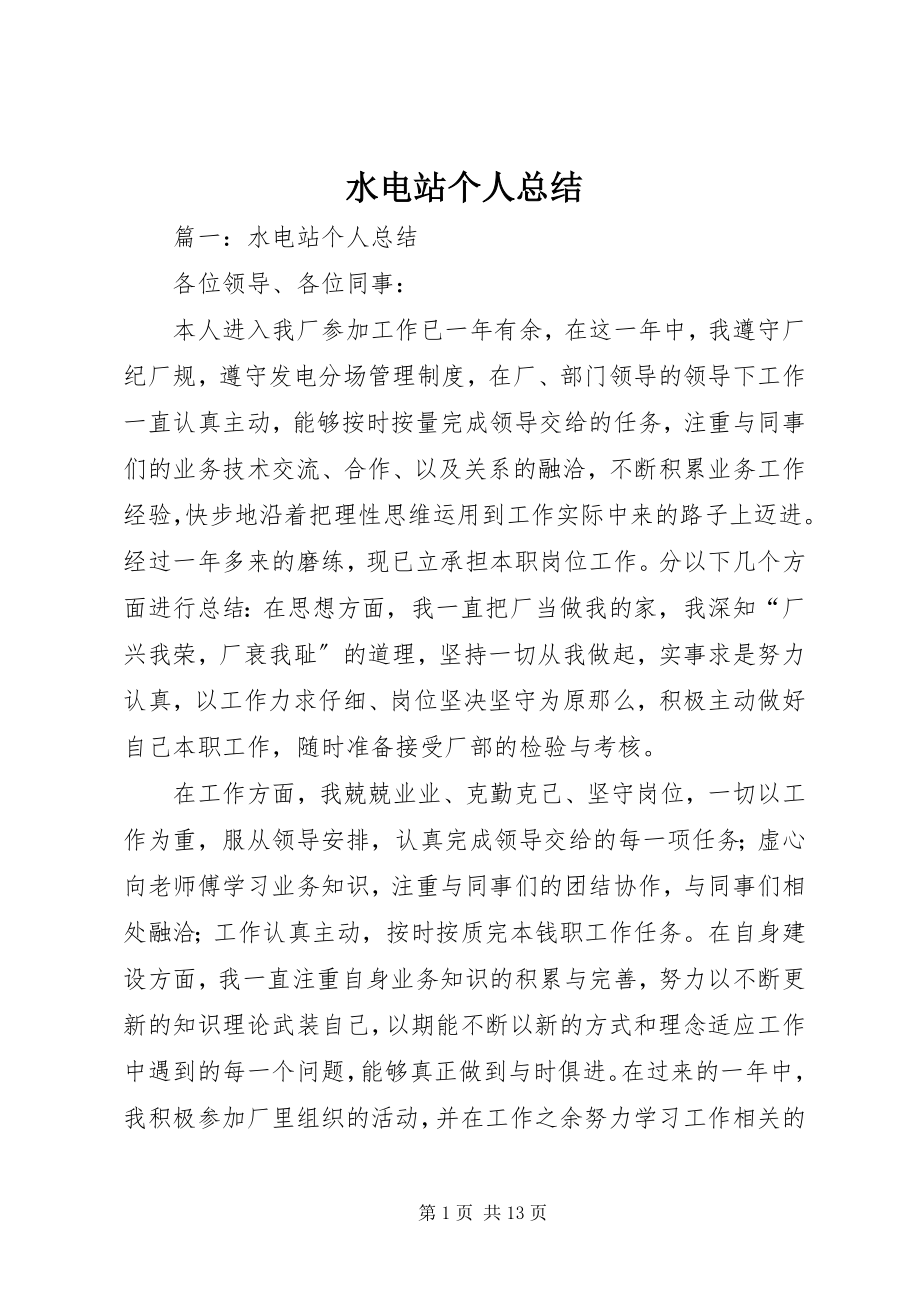 2023年水电站个人总结.docx_第1页