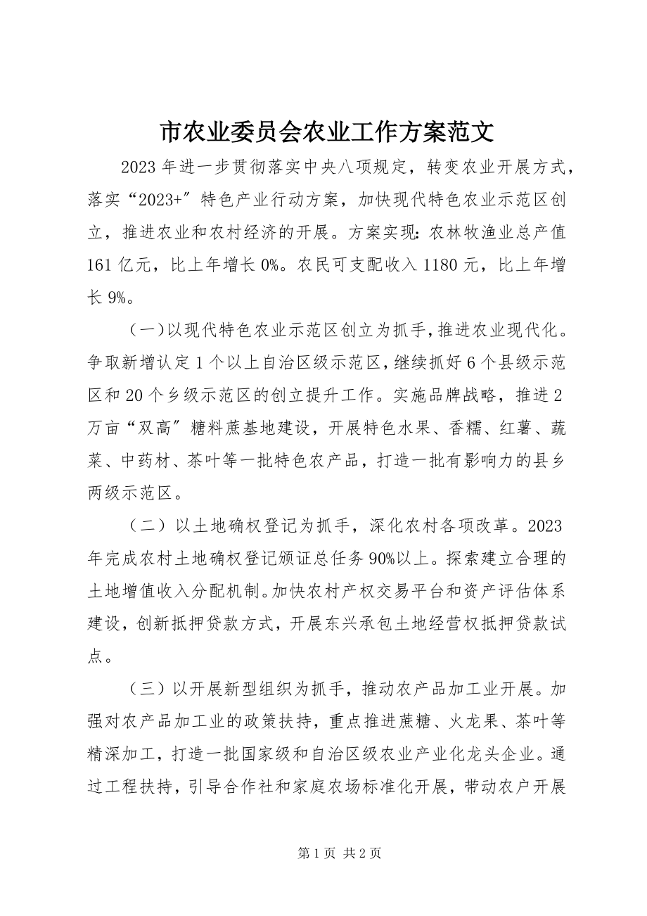 2023年市农业委员会农业工作计划.docx_第1页