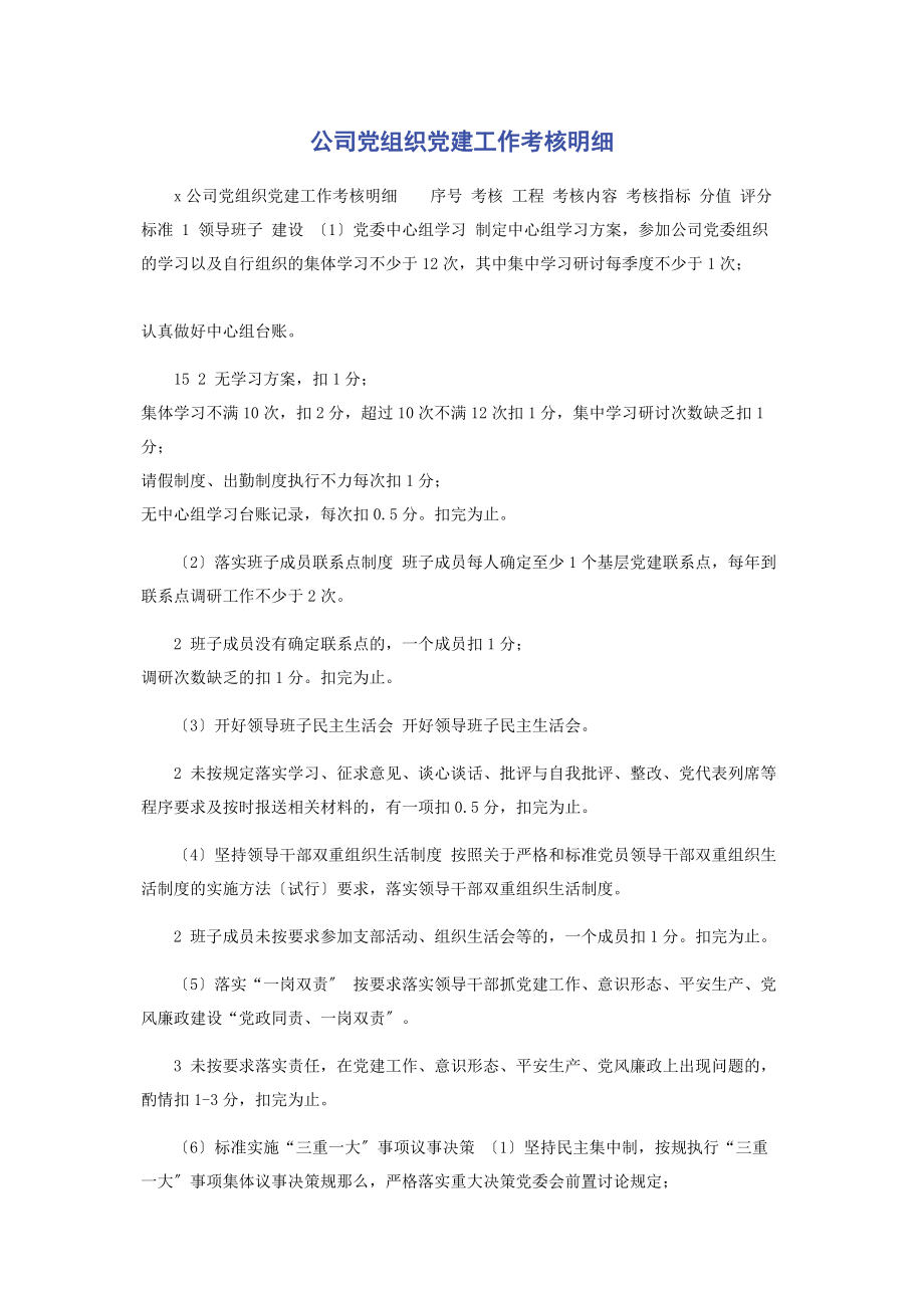 2023年公司党组织党建工作考核明细.docx_第1页