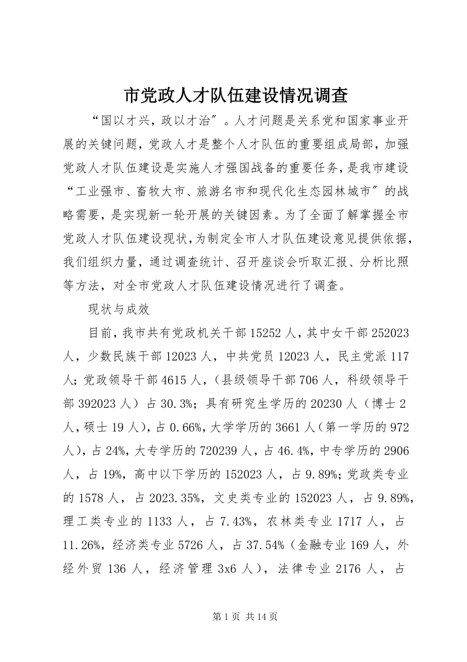 2023年市党政人才队伍建设情况调查.docx_第1页