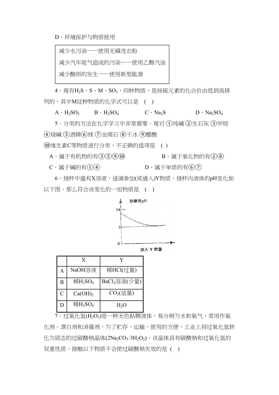 2023年聊城市阳谷县中考适应性训练（一）初中化学.docx_第2页