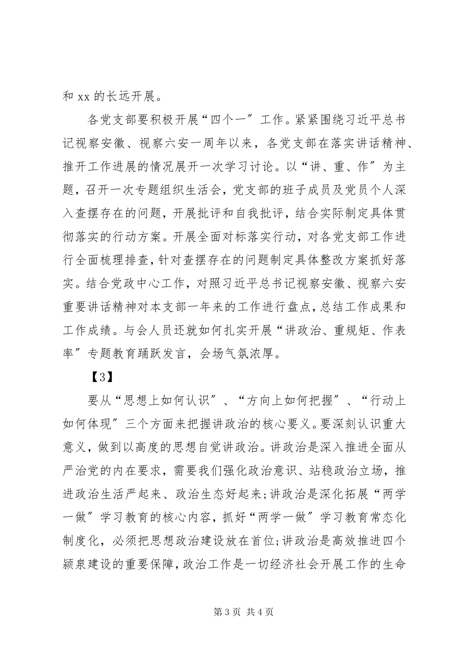 2023年讲政治重规矩作表率专题研讨会讲话材料.docx_第3页