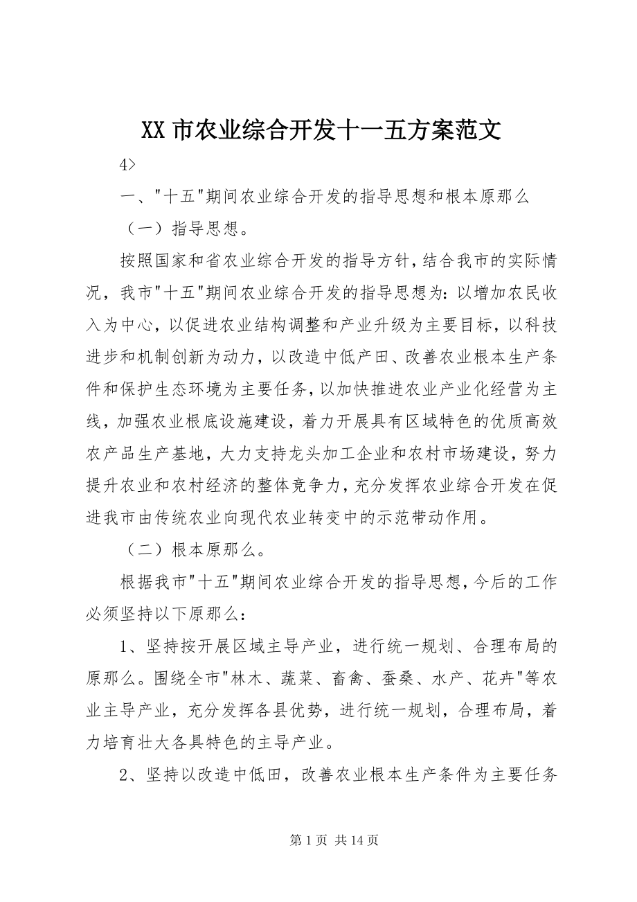 2023年XX市农业综合开发十一五计划2新编.docx_第1页