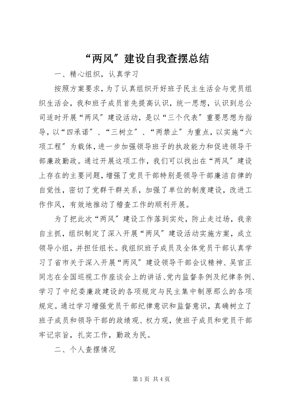 2023年两风建设自我查摆总结.docx_第1页