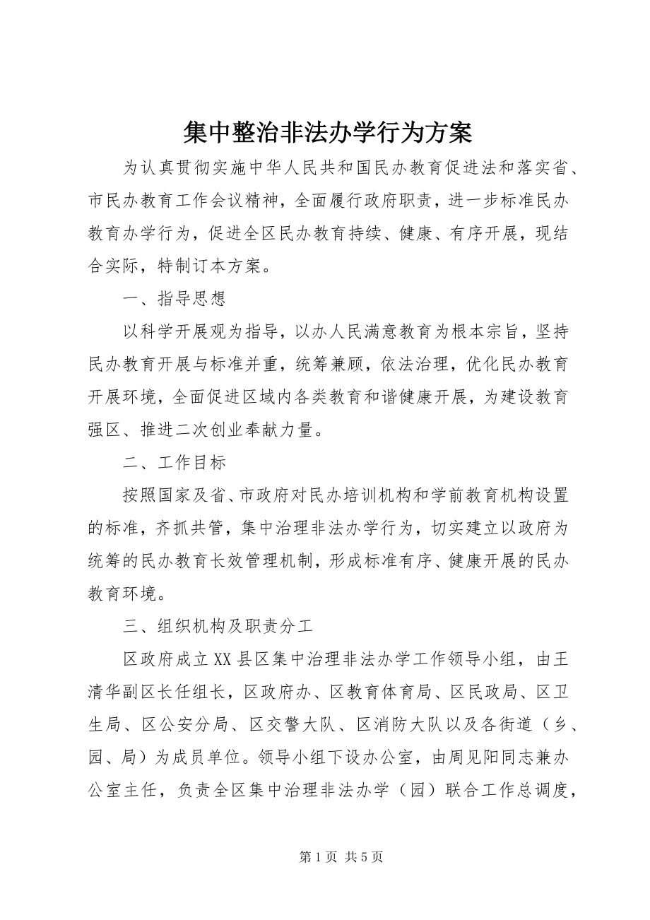 2023年集中整治非法办学行为方案.docx_第1页