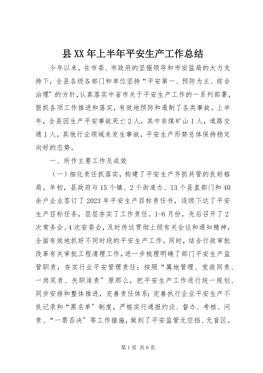 2023年县上半年安全生产工作总结2.docx_第1页