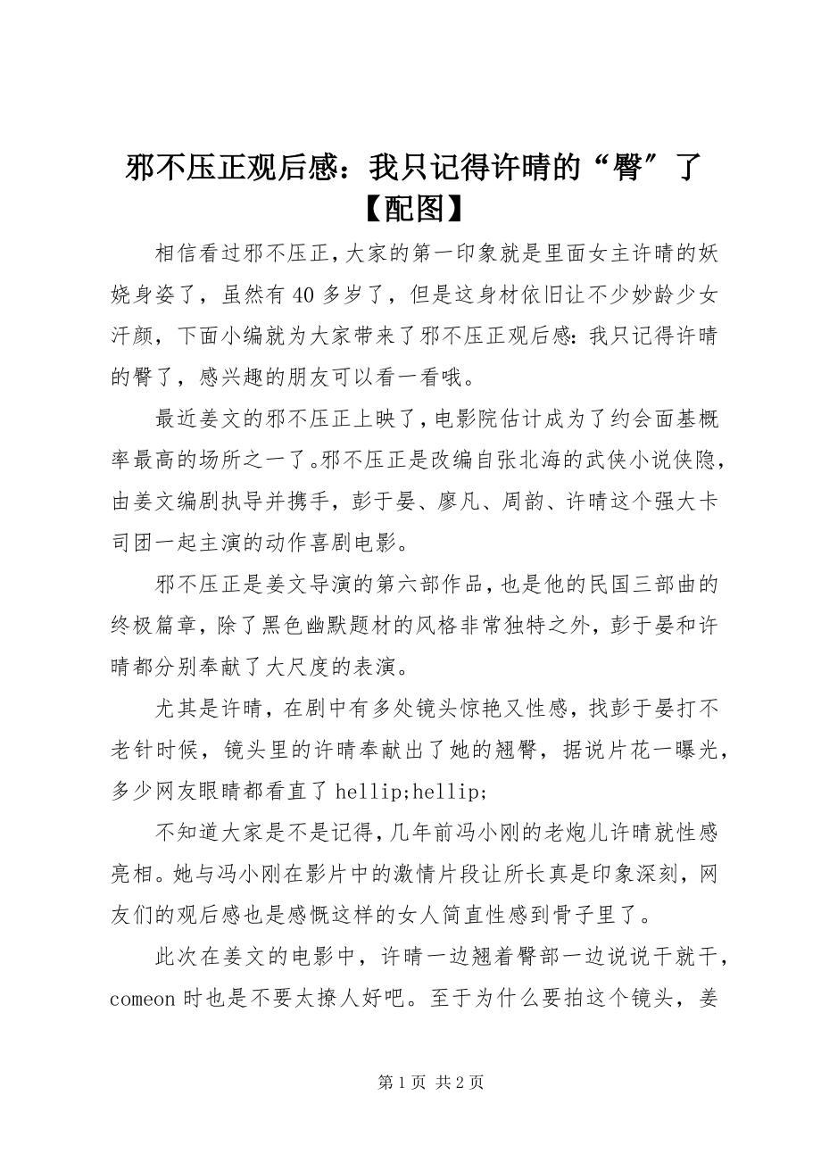 2023年《邪不压正》观后感我只记得许晴的臀了配图.docx_第1页