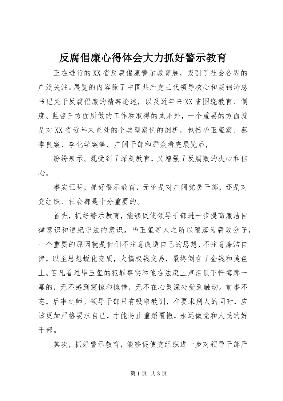 2023年反腐倡廉心得体会大力抓好警示教育.docx_第1页