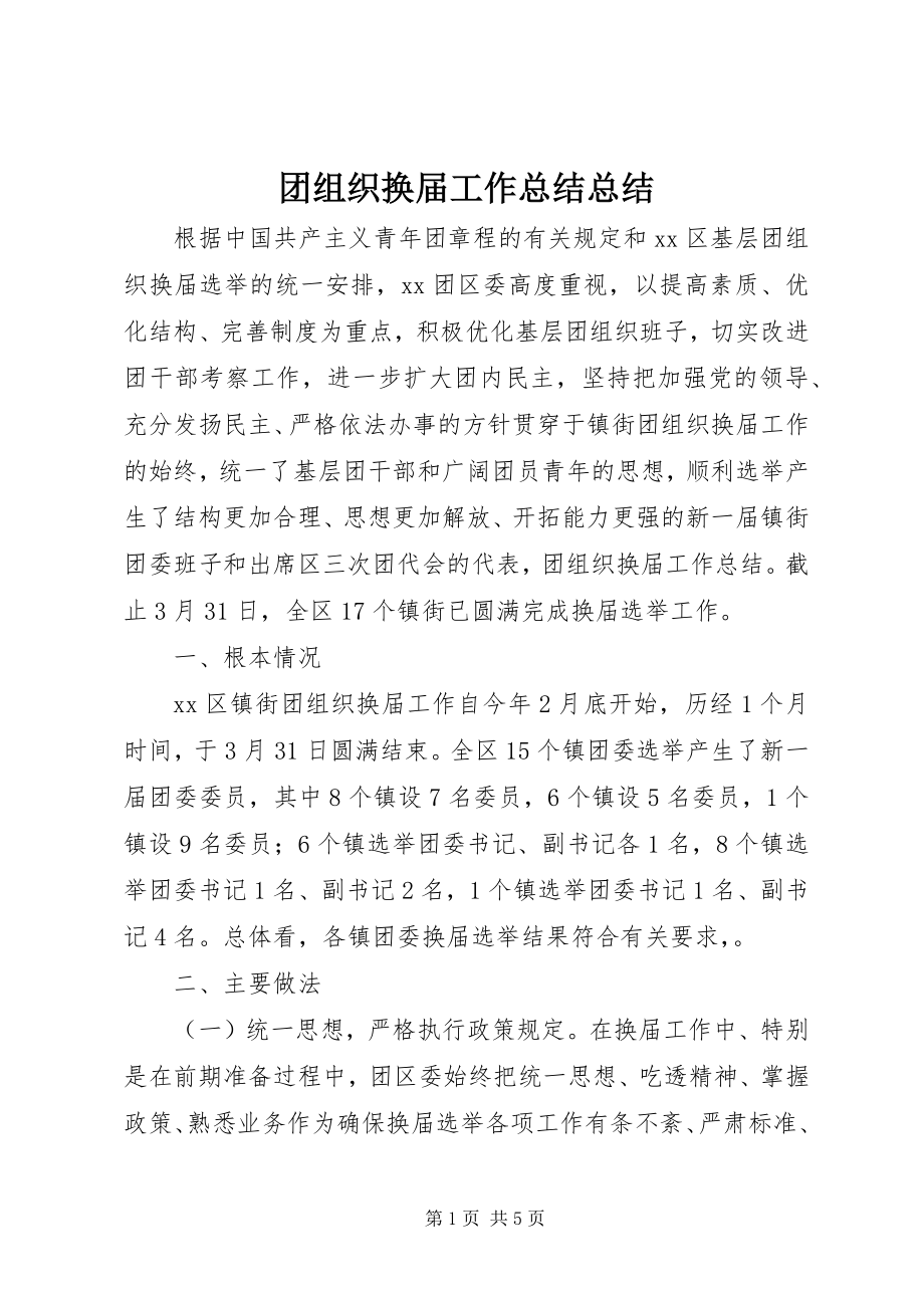 2023年团组织换届工作总结总结.docx_第1页