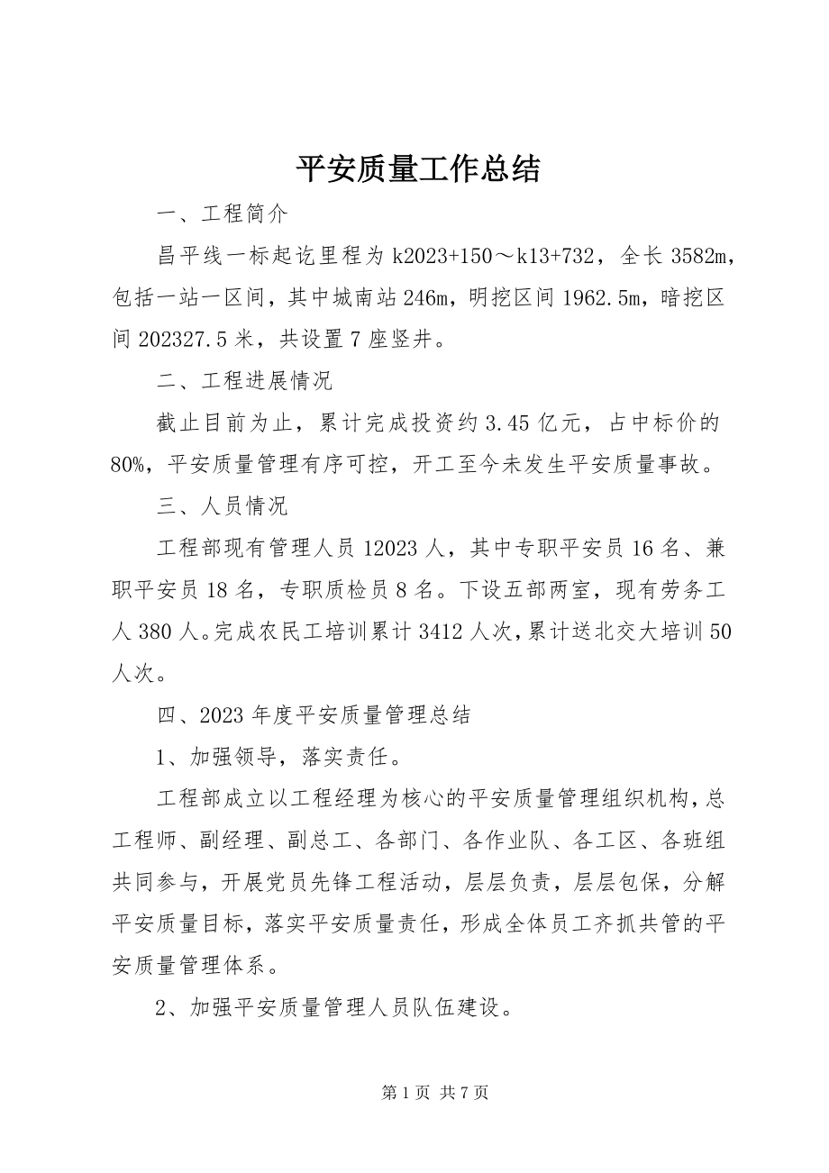 2023年安全质量工作总结新编.docx_第1页