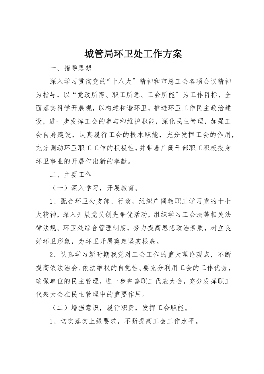 2023年城管局环卫处工作计划.docx_第1页