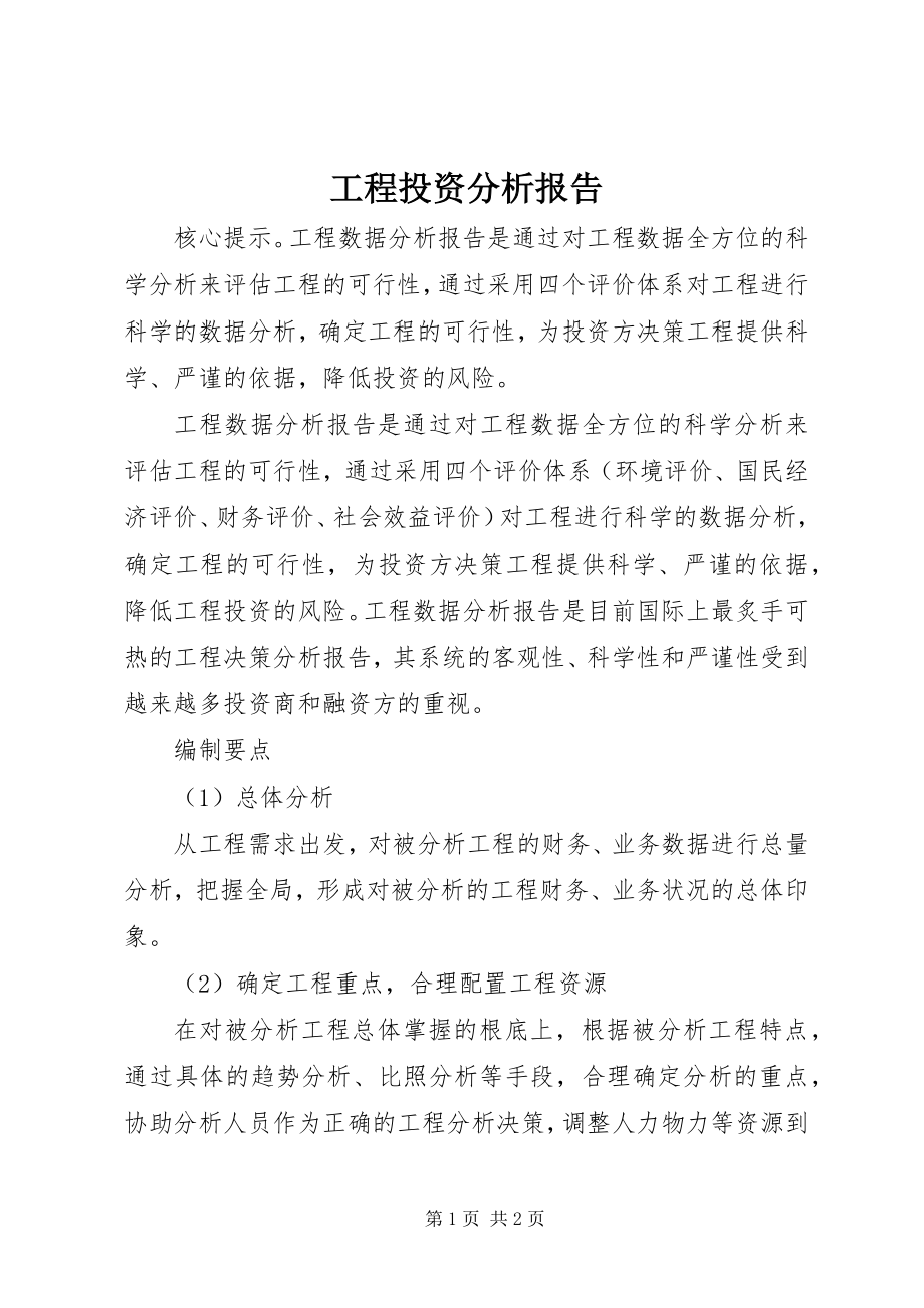 2023年项目投资分析报告.docx_第1页