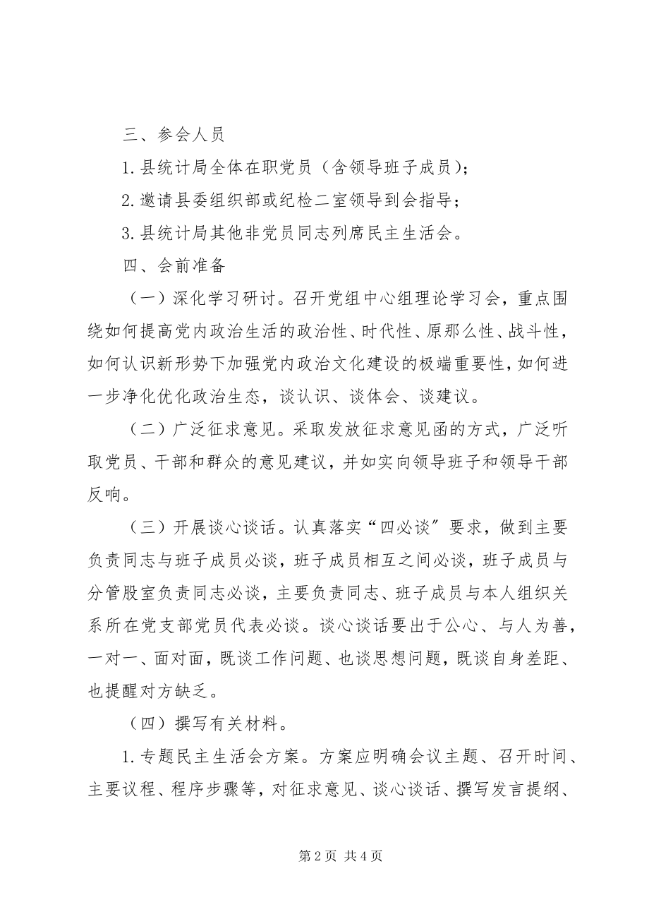 2023年统计局“讲政治重规矩作表率”专题民主生活会方案.docx_第2页