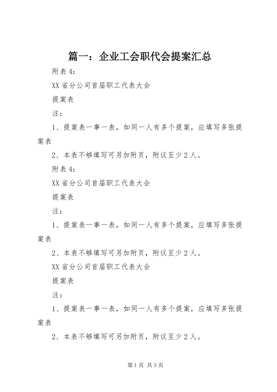 2023年企业工会职代会提案汇总.docx_第1页