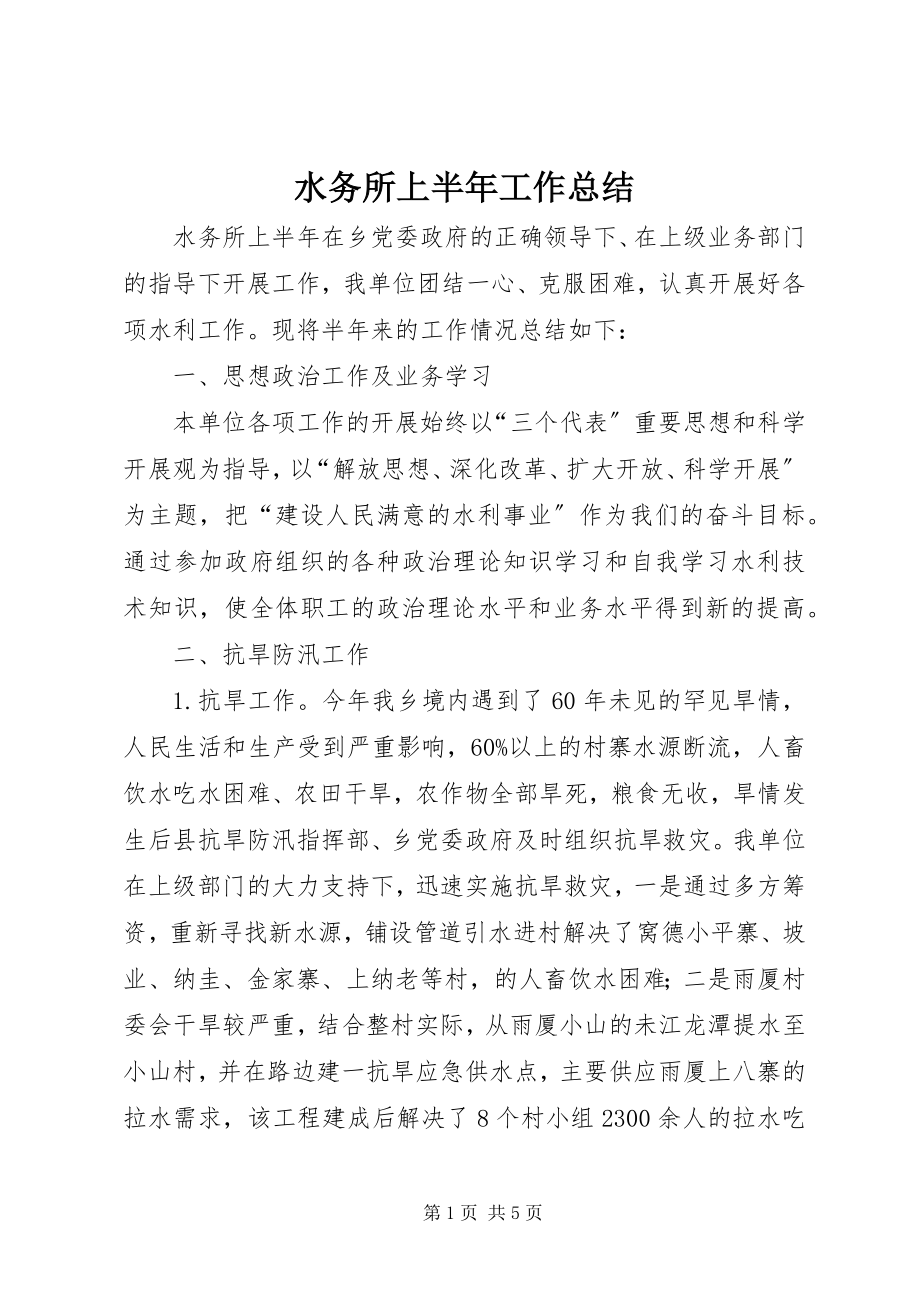 2023年水务所上半年工作总结.docx_第1页