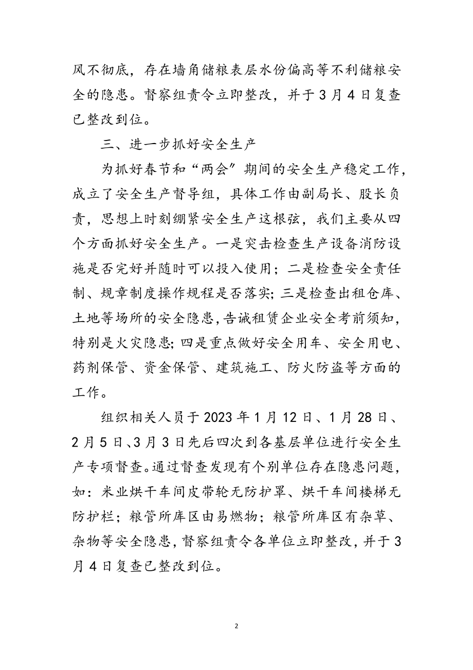 2023年安全储粮安全生产工作汇报范文.doc_第2页