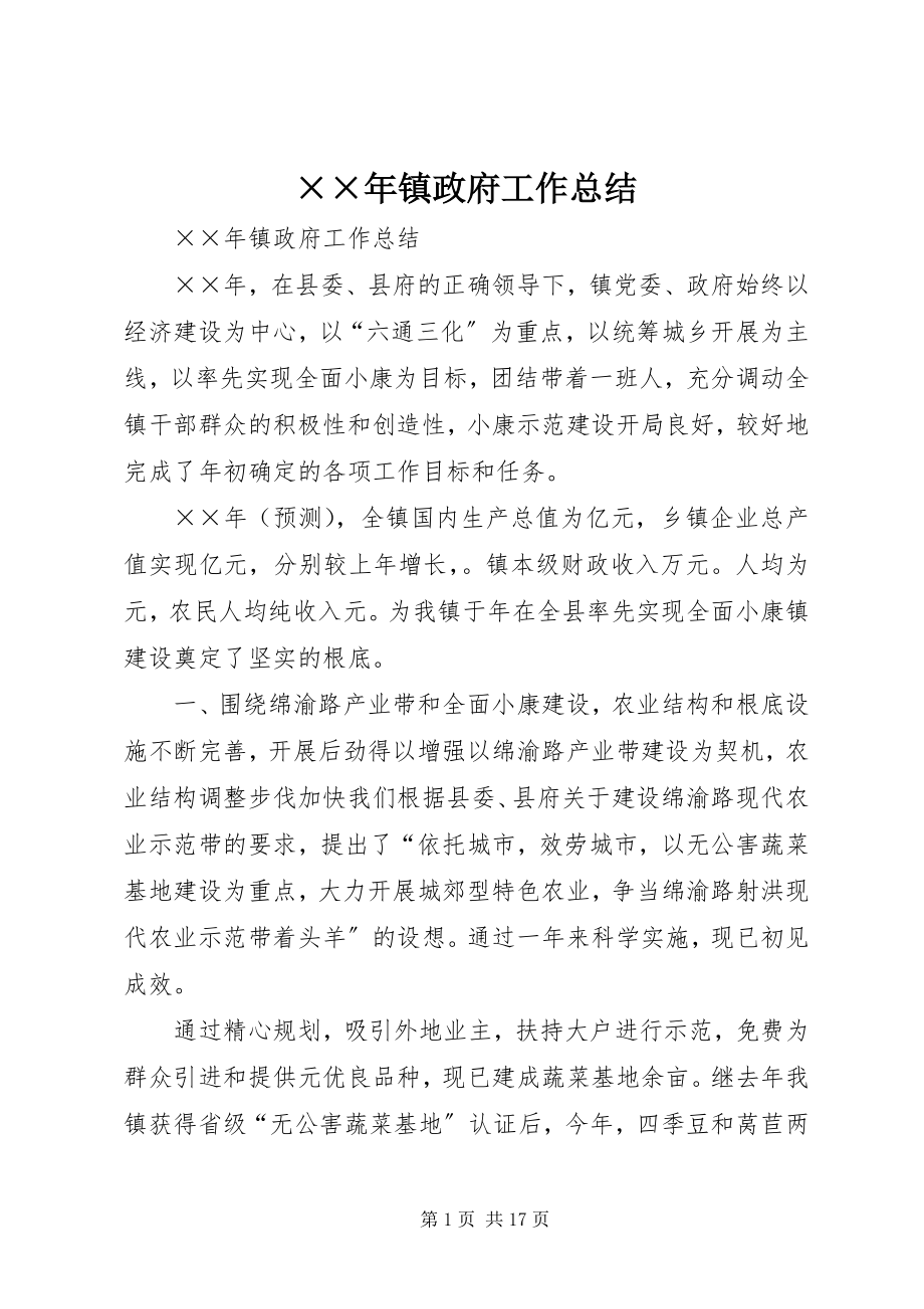 2023年镇政府工作总结.docx_第1页