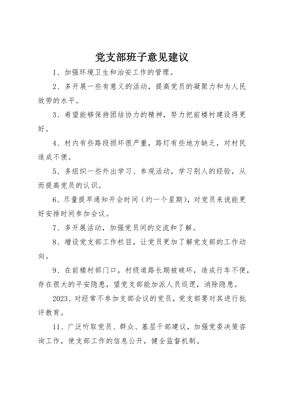 2023年党支部班子意见建议.docx_第1页