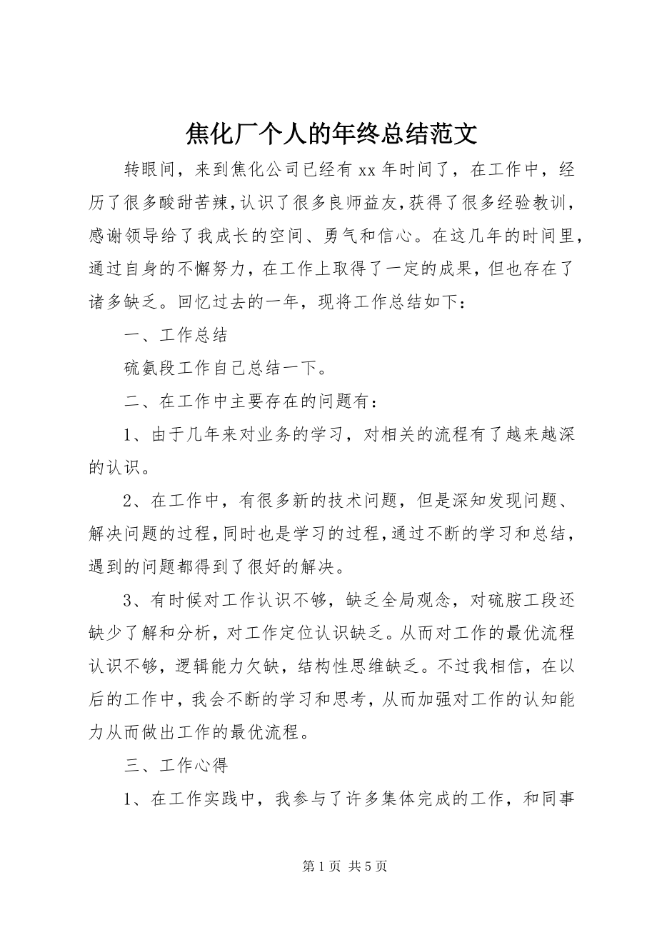 2023年焦化厂个人的终总结.docx_第1页