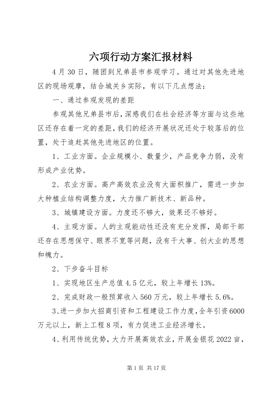 2023年六项行动计划汇报材料.docx_第1页