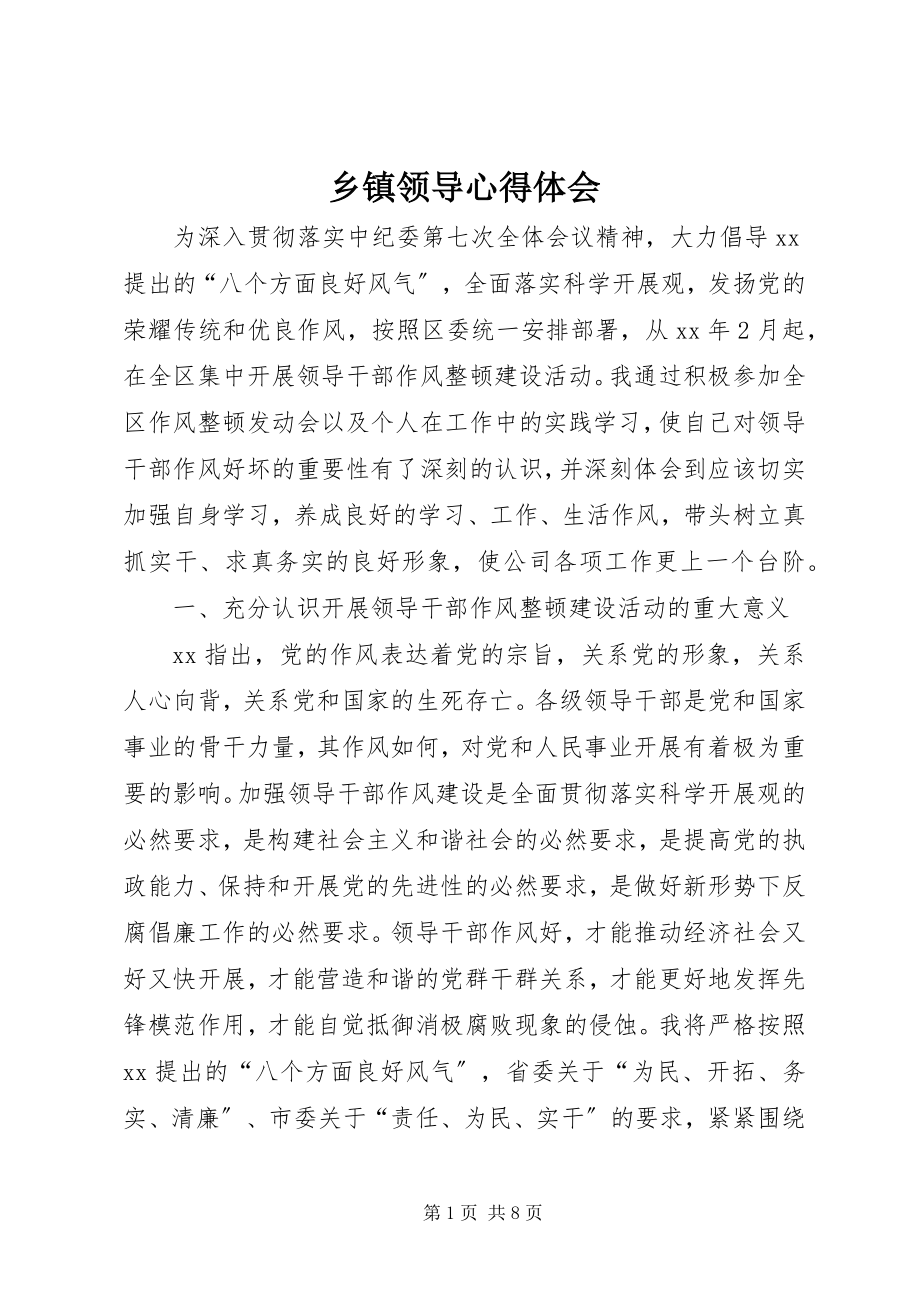 2023年乡镇领导心得体会.docx_第1页