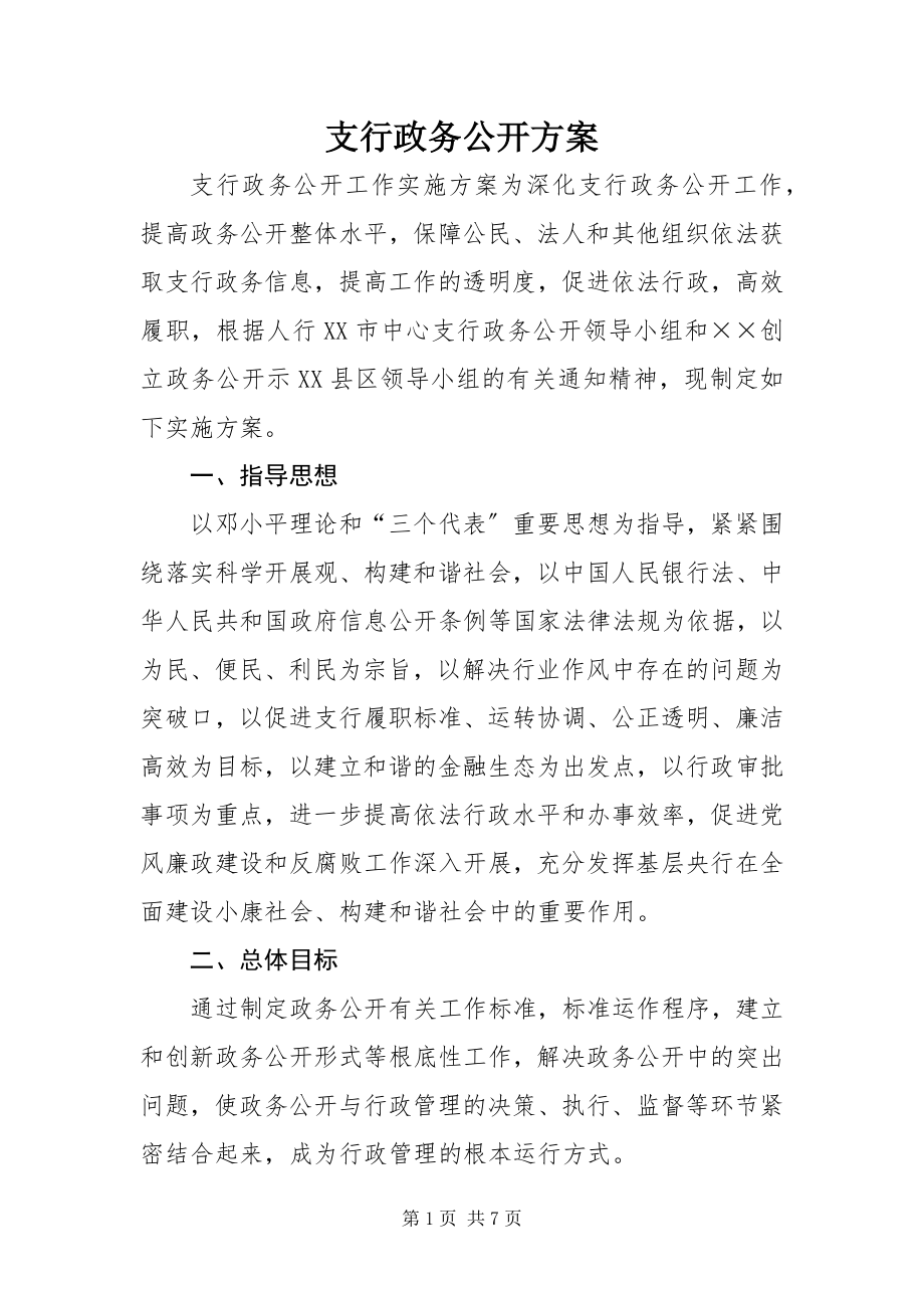 2023年支行政务公开方案.docx_第1页