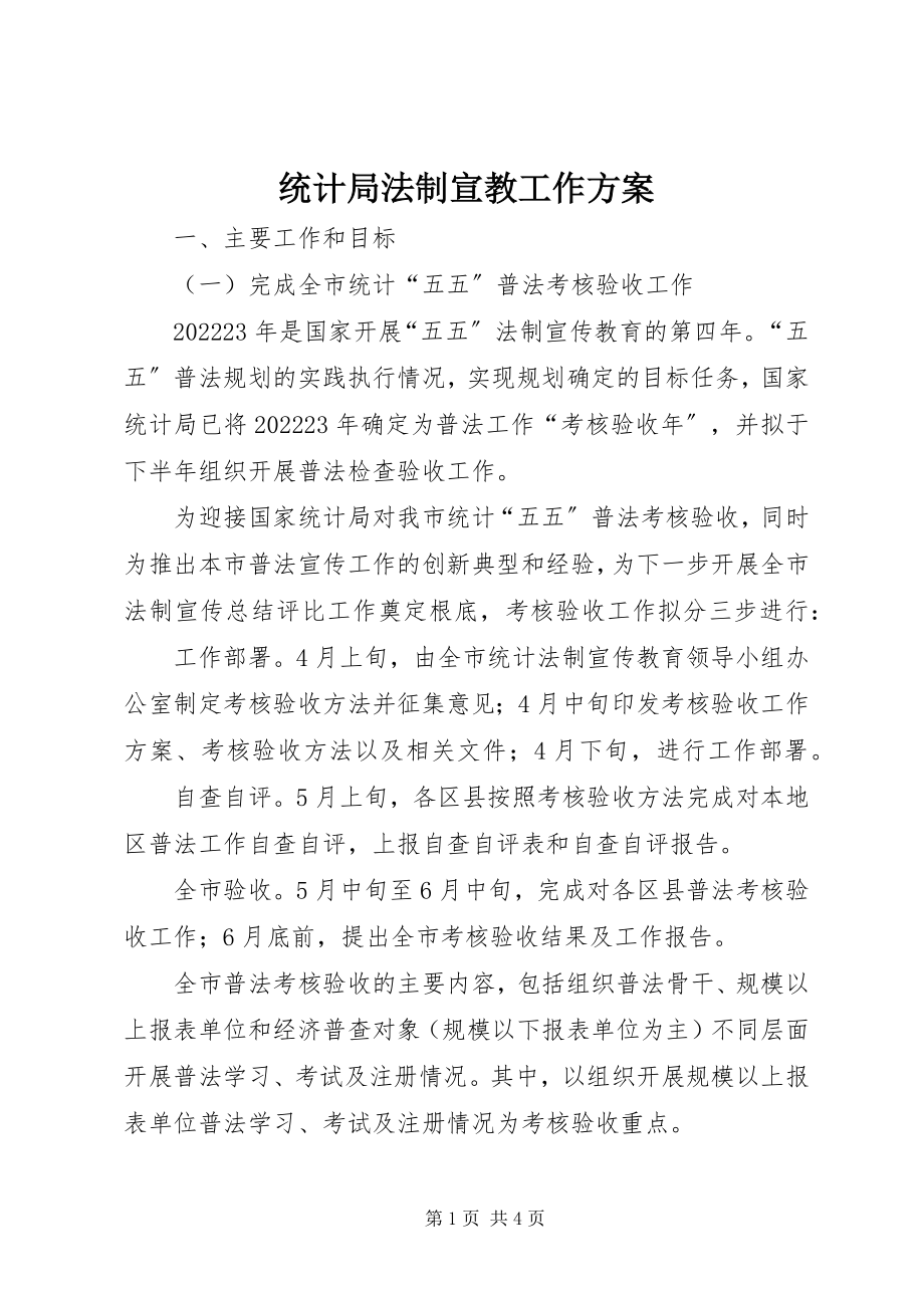 2023年统计局法制宣教工作计划.docx_第1页