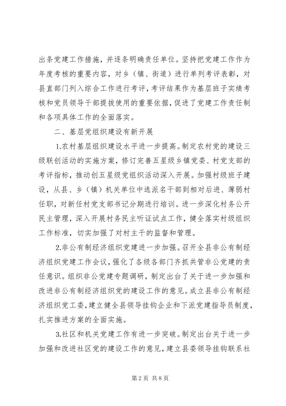 2023年xx县去年党建工作总结.docx_第2页