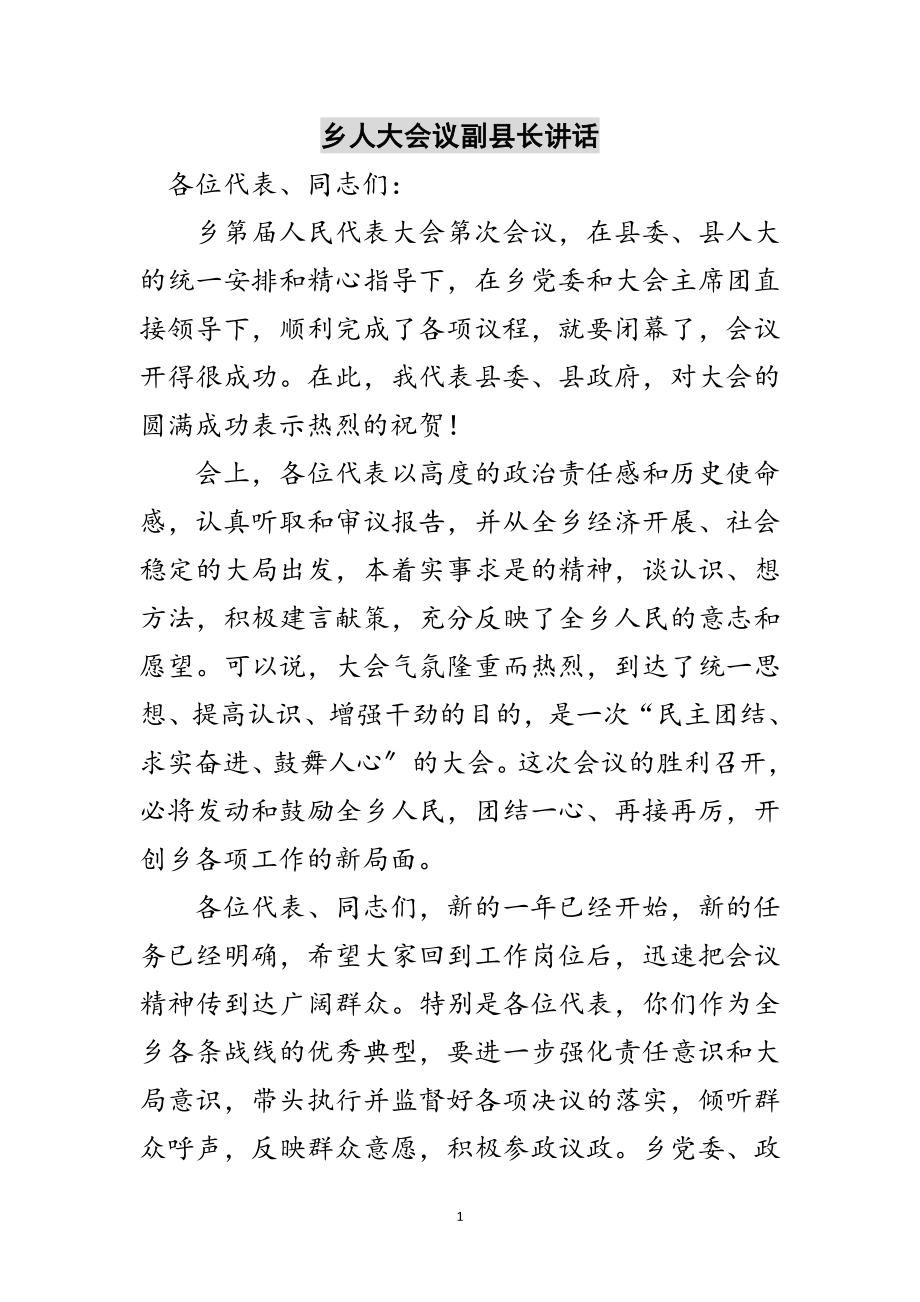 2023年乡人大会议副县长讲话范文.doc_第1页