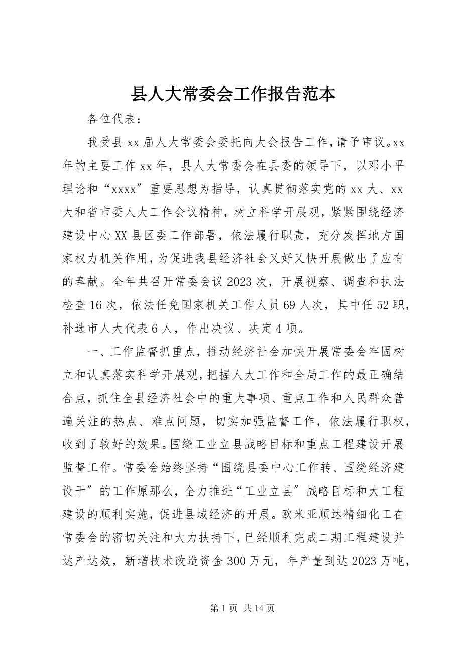 2023年县人大常委会工作报告范本.docx_第1页