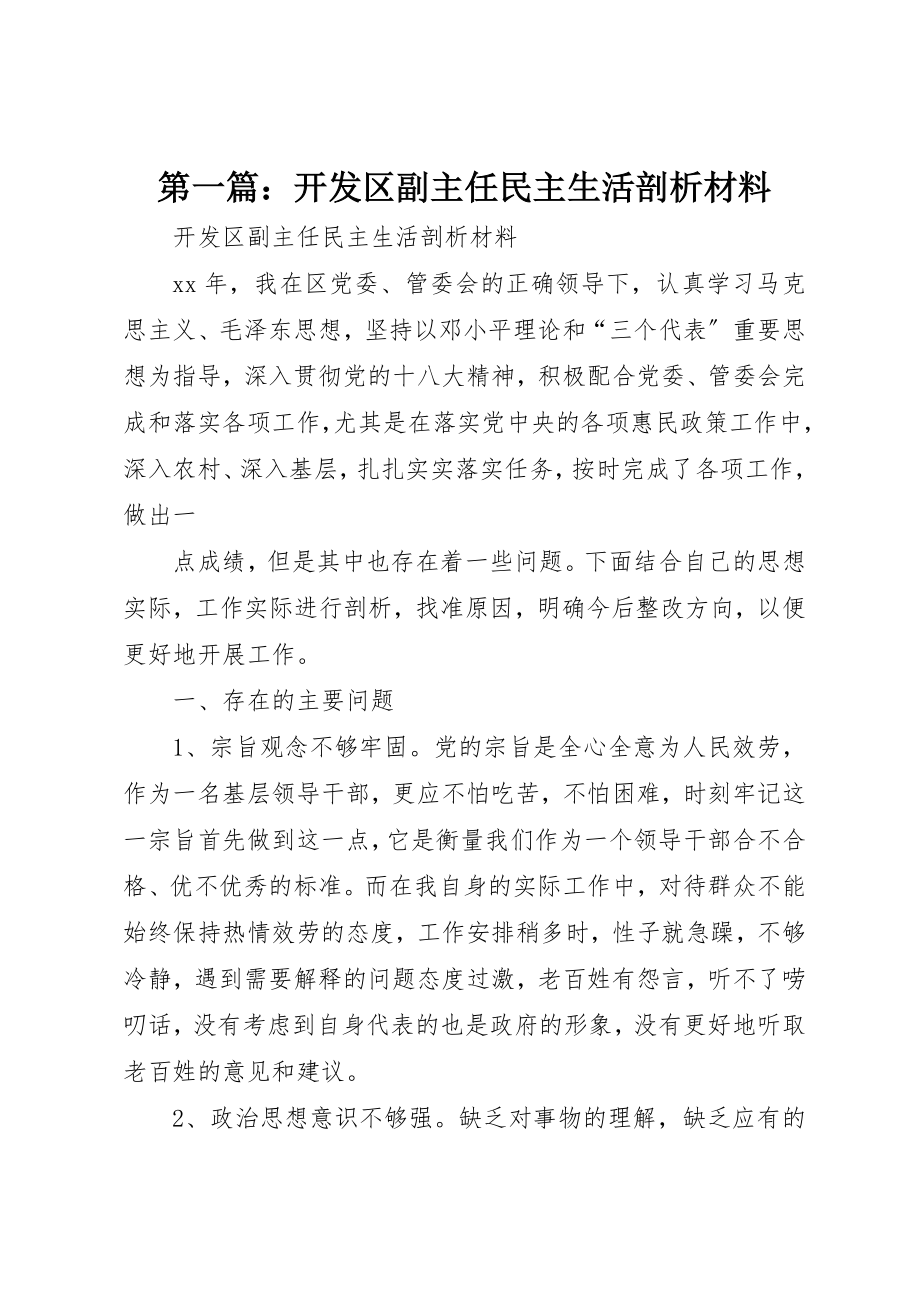 2023年xx开发区副主任民主生活剖析材料新编.docx_第1页