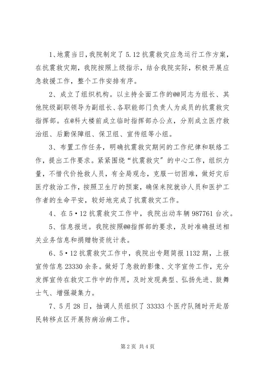 2023年医院抗震救灾工作总结.docx_第2页