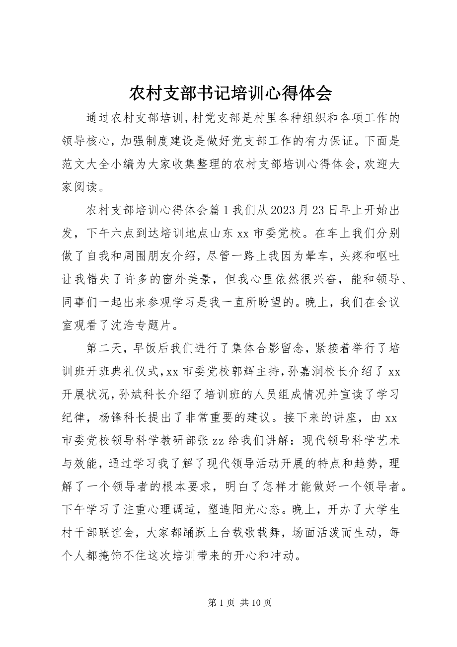 2023年农村支部书记培训心得体会.docx_第1页