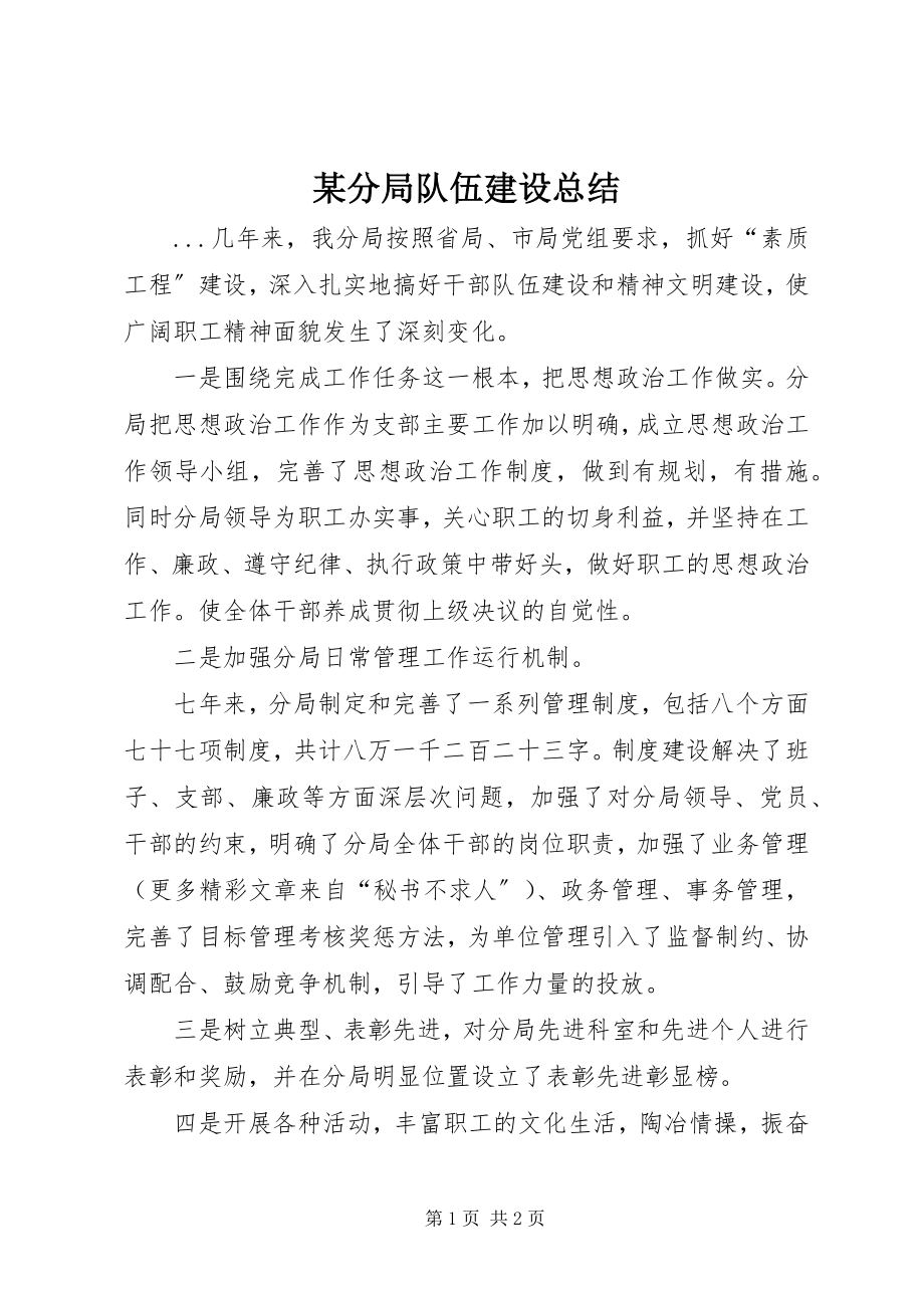 2023年某分局队伍建设总结.docx_第1页