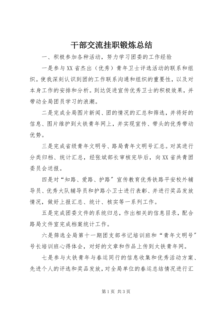 2023年干部交流挂职锻炼总结.docx_第1页