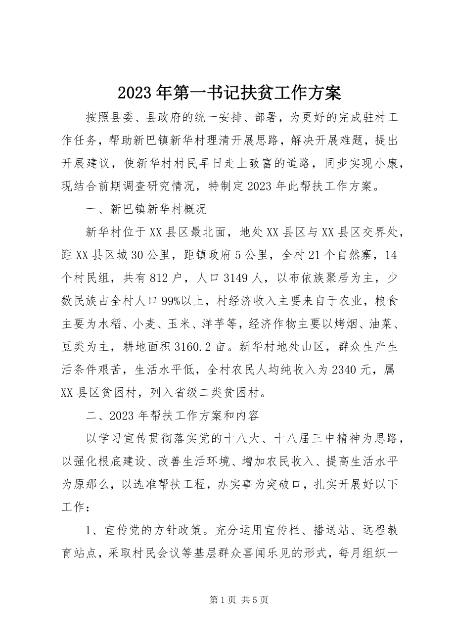 2023年第一书记扶贫工作计划.docx_第1页