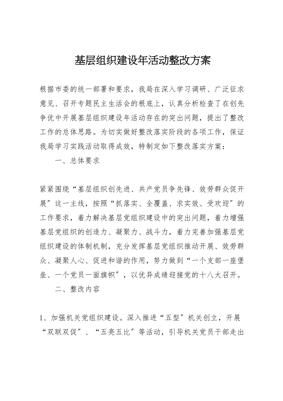 2023年基层组织建设年活动整改方案 2.doc_第1页