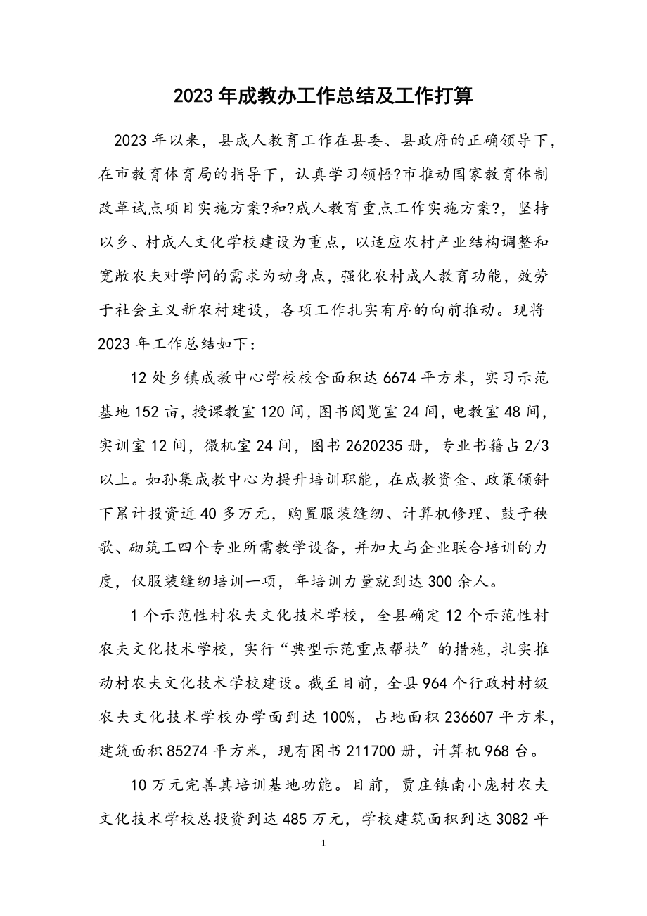 2023年成教办工作总结及工作打算.docx_第1页