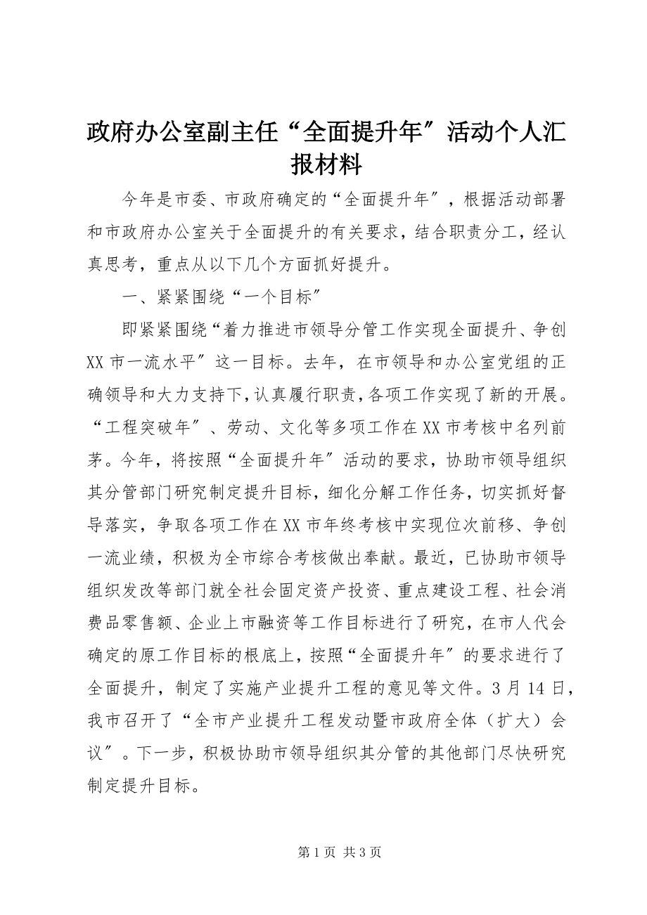 2023年政府办公室副主任“全面提升年”活动个人汇报材料.docx_第1页