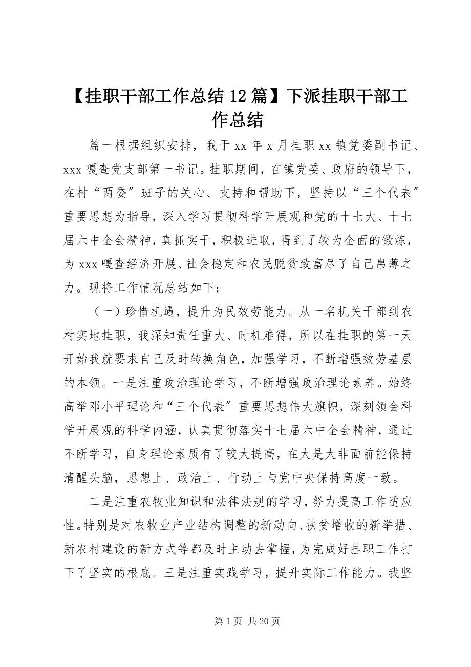 2023年挂职干部工作总结2篇下派挂职干部工作总结新编.docx_第1页