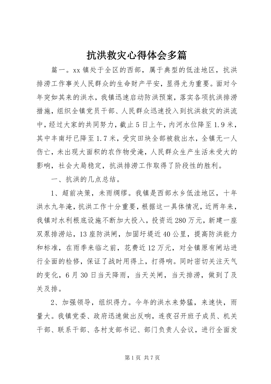 2023年抗洪救灾心得体会多篇.docx_第1页