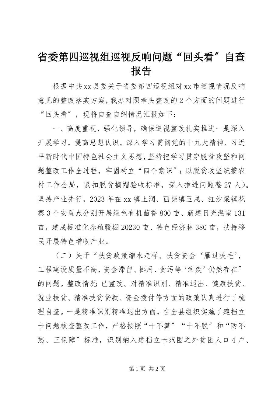 2023年省委第四巡视组巡视反馈问题“回头看”自查报告.docx_第1页