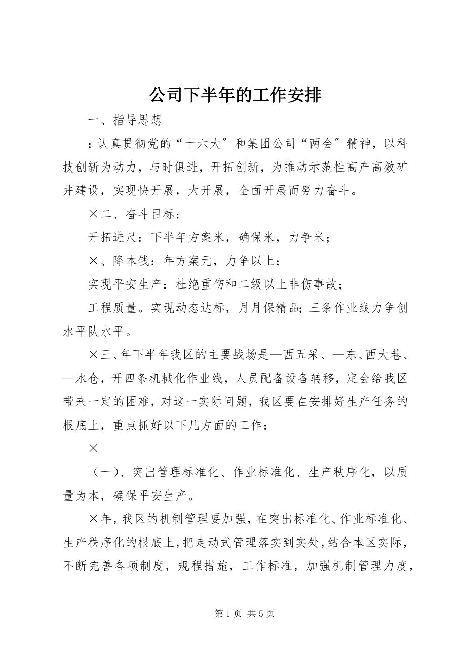 2023年公司下半年的工作安排.docx_第1页