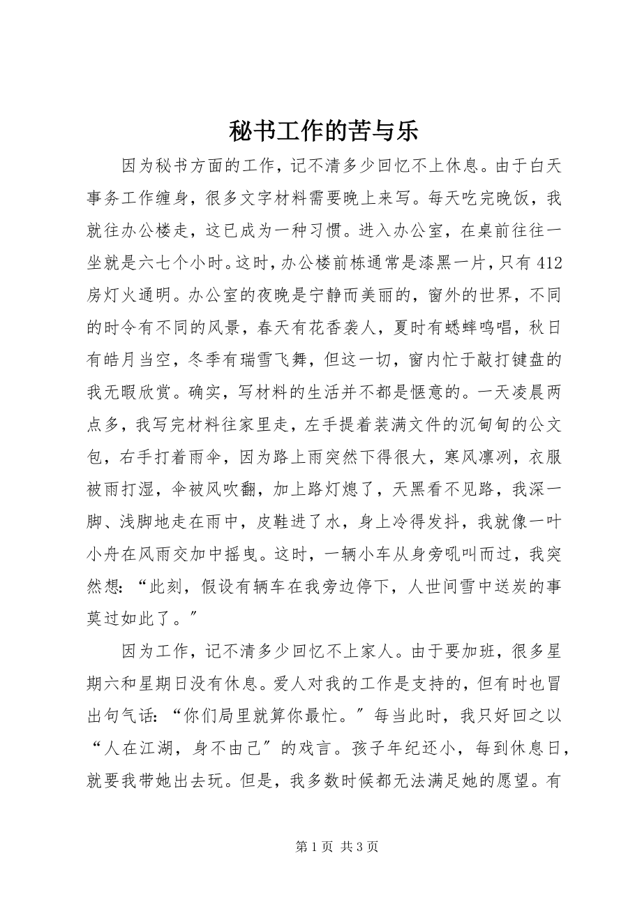 2023年秘书工作的苦与乐.docx_第1页