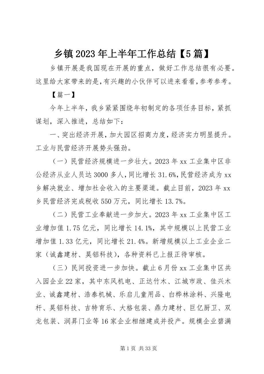 2023年乡镇上半年工作总结5篇.docx_第1页