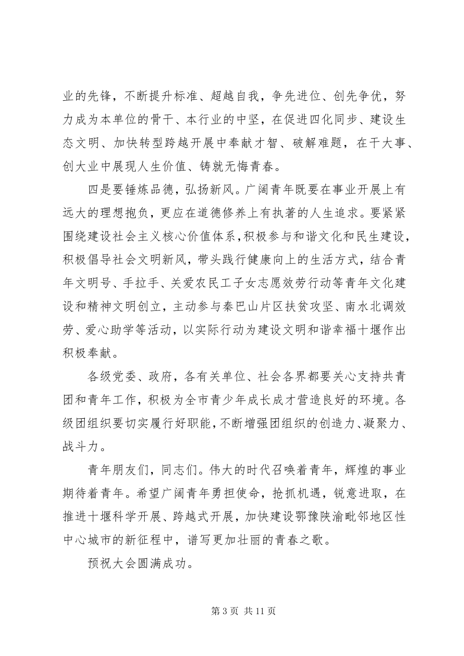 2023年市团代会开幕式上的致辞.docx_第3页