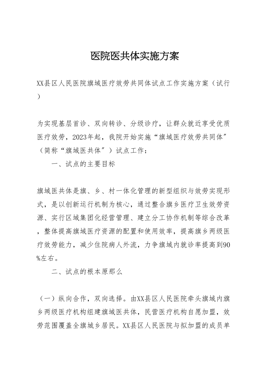 2023年医院医共体实施方案.doc_第1页